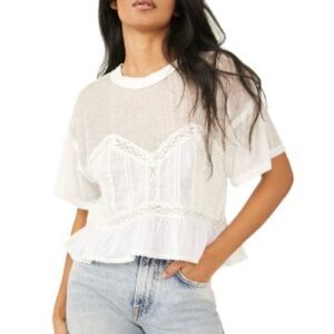 Free people sheer top with lace detailing